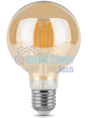 Лампа светодиодная Gauss Filament G95 6W 550lm 2400К Е27 golden LED