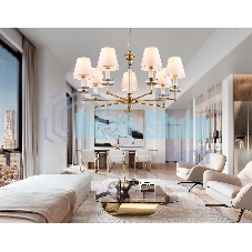 Люстра Ambrella light LH71023/7 BS/WH латунь/белый E14*7 max 40W D820*1130