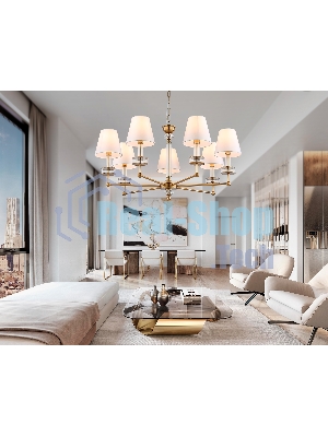 Люстра Ambrella light LH71023/7 BS/WH латунь/белый E14*7 max 40W D820*1130