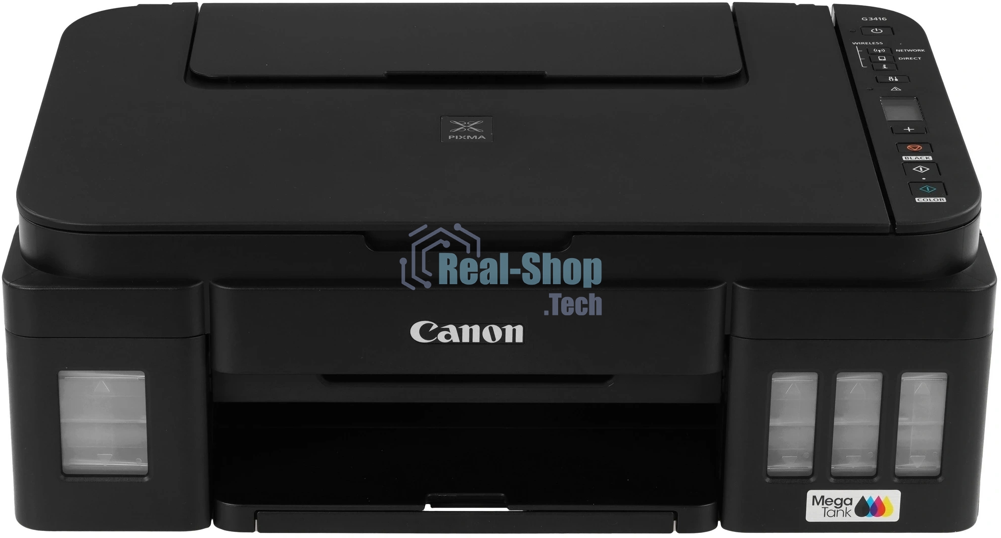 МФУ струйное Canon PIXMA G3416 (2315C052), А4, цветной, печ. 8.8 стр/мин. (ч/б) 5 стр/мин. (цвет), скан. до 3 стр/мин., 4800x1200 dpi (печать) 1200х600 dpi (скан.), USB, Wi-Fi
