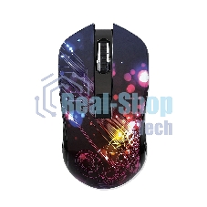 Мышь беспроводная Qumo Fractal M25 черный, 1600 dpi, радиоканал, USB, кнопки - 4