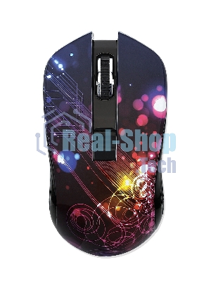 Мышь беспроводная Qumo Fractal M25 черный, 1600 dpi, радиоканал, USB, кнопки - 4