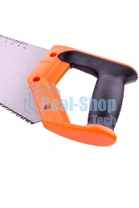 Ножовка по дереву Sparta 450 мм, 7-8 TPI, зуб-2D, каленый зуб, линейка, двухкомпонентная рукоятка