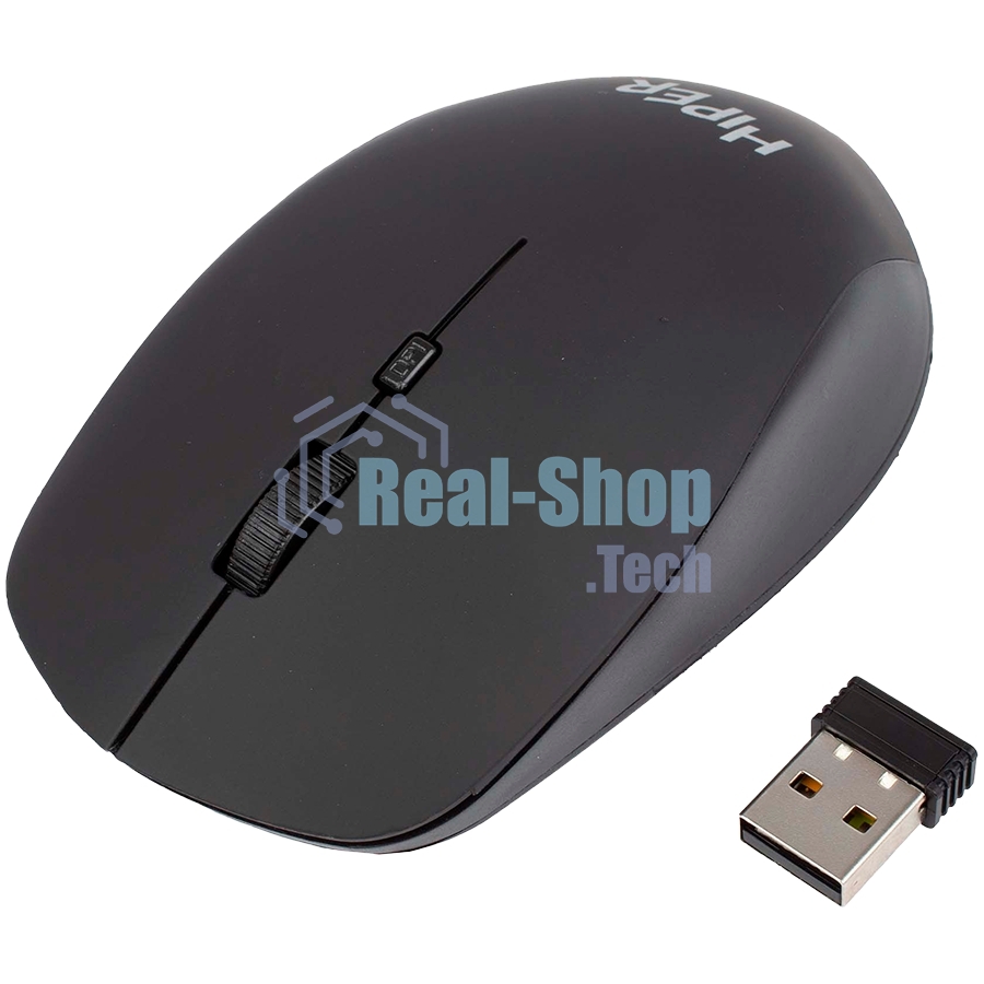 Мышь беспроводная HIPER HOMW-091 черный, 1600 dpi, радиоканал, USB, кнопки - 4