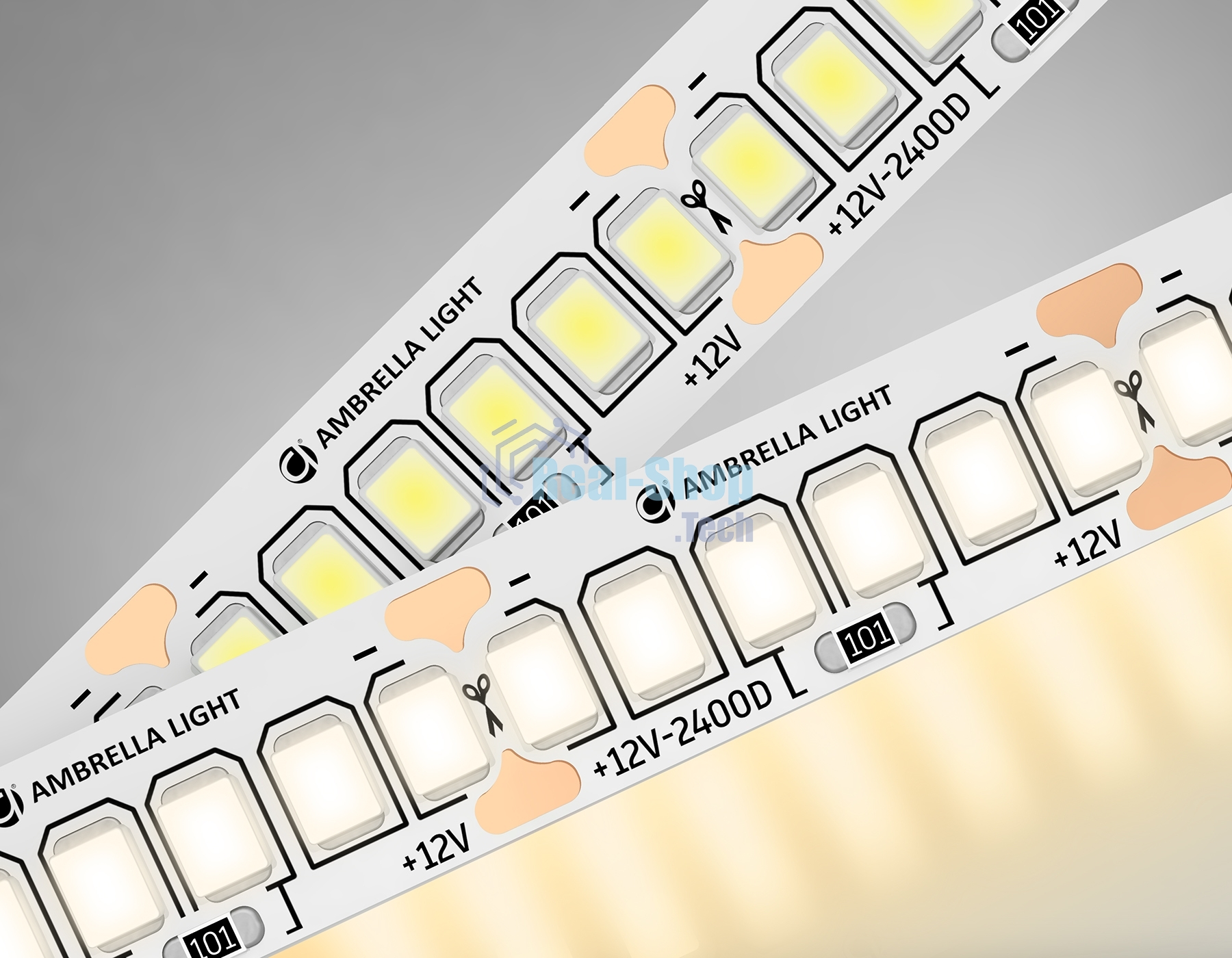 Светодиодная лента Ambrella light GS1401 2835 240Led/ 17W m/ 12V IP20 3000K/ 5000*10*1.2mm (2 конт.)