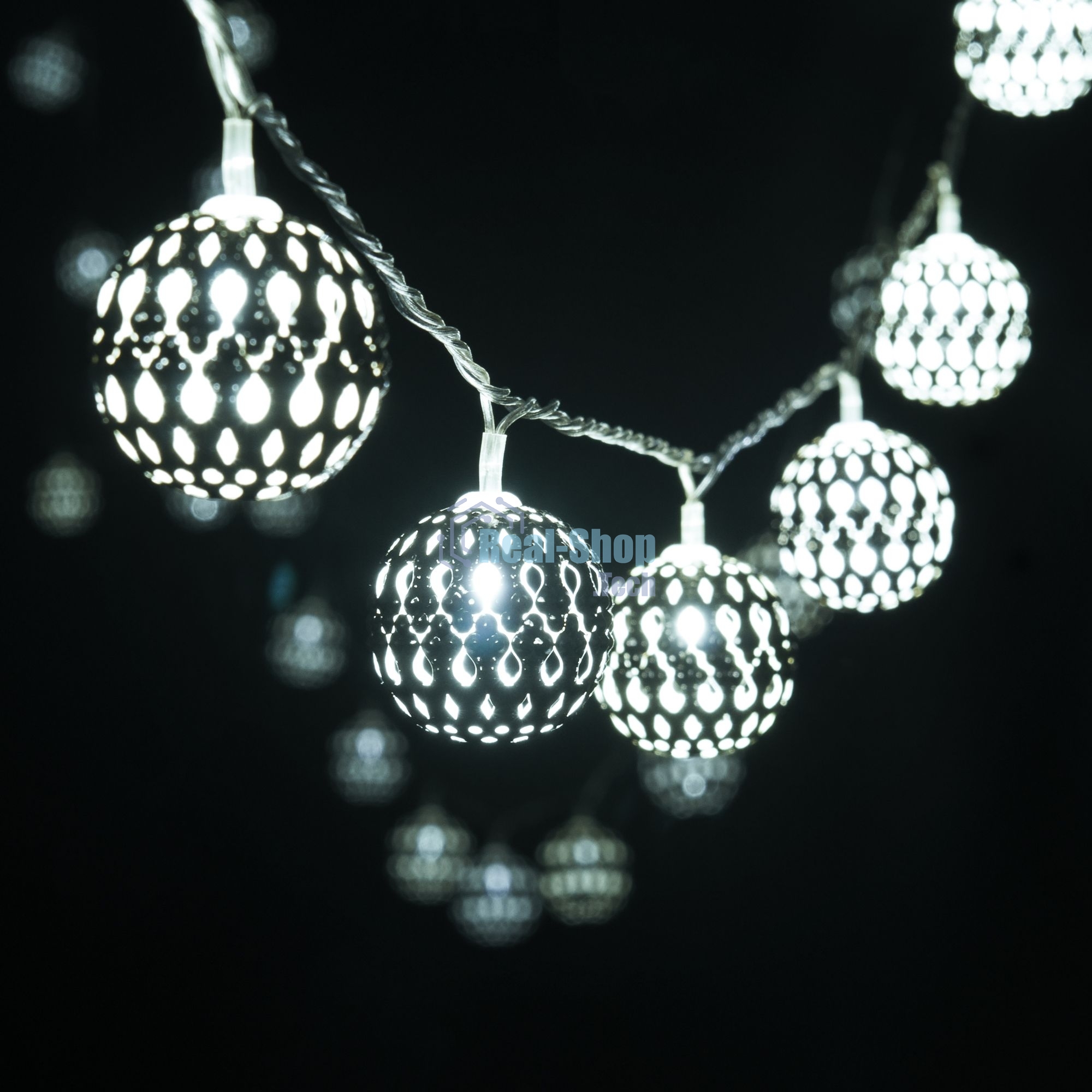 400-003 / гирлянда бытовая электрическая нить / хром/белый с эффектом мерцания
