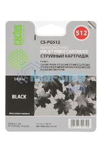 Картридж струйный Cactus CS-PG512 черный (14 мл) для Canon Pixma iP2700/MP240/MP250/MP260/MP270/MP272/MP280/MP480/MP490/MP492/MP495/MX320/MX330/MX340/MX350