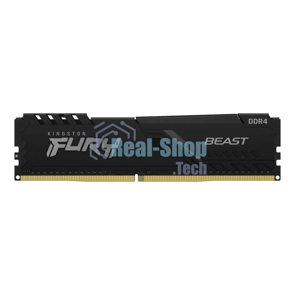 Оперативная память Kingston Fury Beast, DDR4, 16GB (1x16GB), 3200MHz, CL16, DIMM, с радиатором, черный
