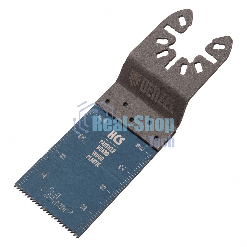 Насадка для МФИ Denzel режущая пазовая прямая, HCS, по дереву, 34 х 1,4 мм, мелкий зуб