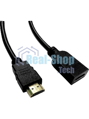 Кабель-удлинитель аудио-видео Buro HDMI (m)/HDMI (f) 2м. позолоч.конт. черный