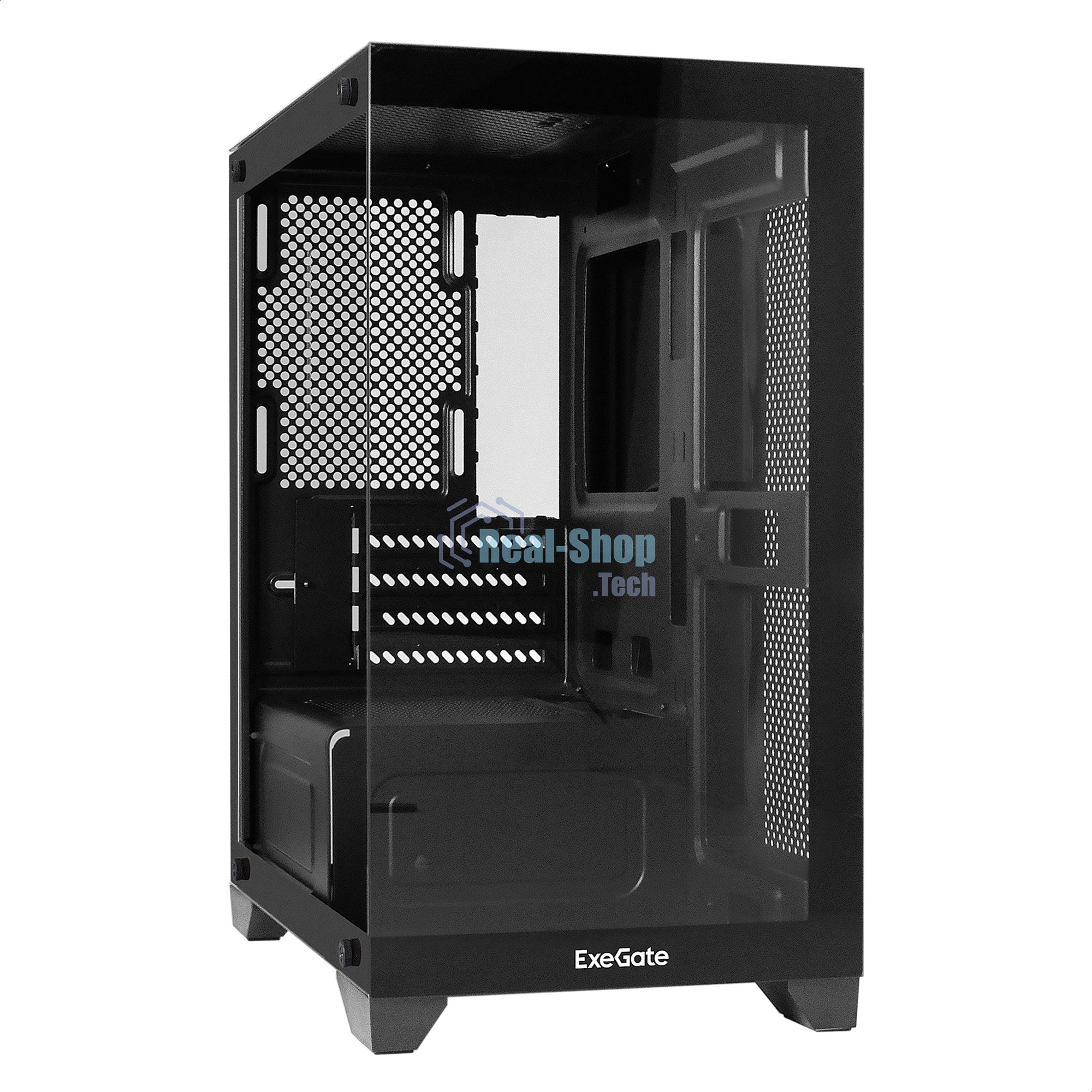 Компьютерный корпус Minitower ExeGate i3 SEA LE-NPX700 (mATX, БП 700NPX, 1хUSB+1хUSB 3.0, HD аудио, черный, передняя и боковая панели - закаленное стекло)