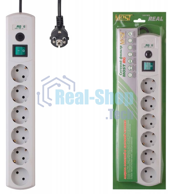 Сетевой фильтр Most RG 2 м (6 розеток) белый (коробка)