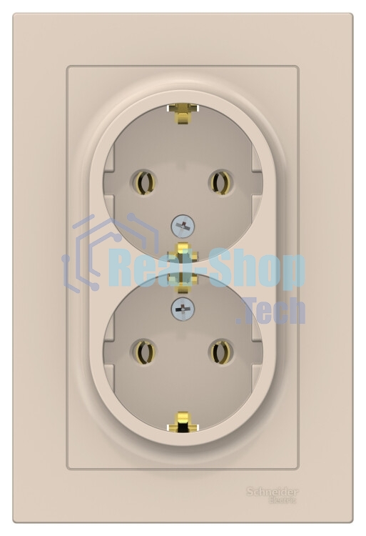 Розетка 2-м AtlasDesign с заземл. 16А в сборе беж. SchE ATN000224