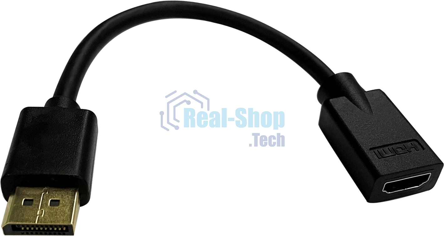 Переходник Buro DisplayPort (m)/HDMI (f) черный (BU-HDMI(F)-DP(M))