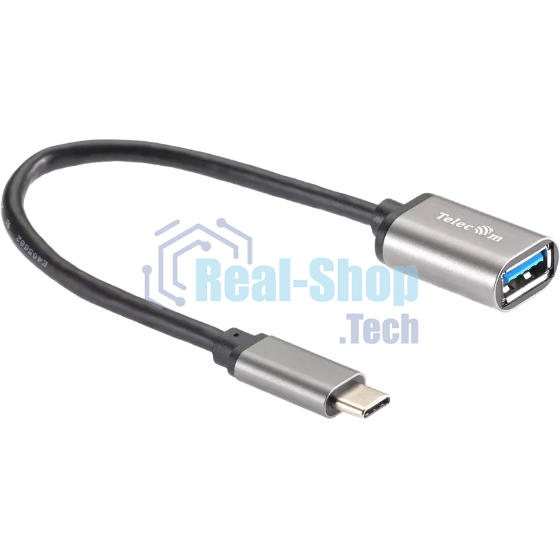 Кабель-адаптер Type-Cm --> USB 3.0 Af, OTG, 1,5A, 5,0Gbps, Alum grey 0,2m Telecom (TC409M)