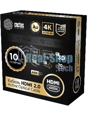 Кабель аудио-видео Cactus CS-HDMI-AOC-2-70 HDMI (m)/HDMI (m) 70м. позолоч.конт. черный