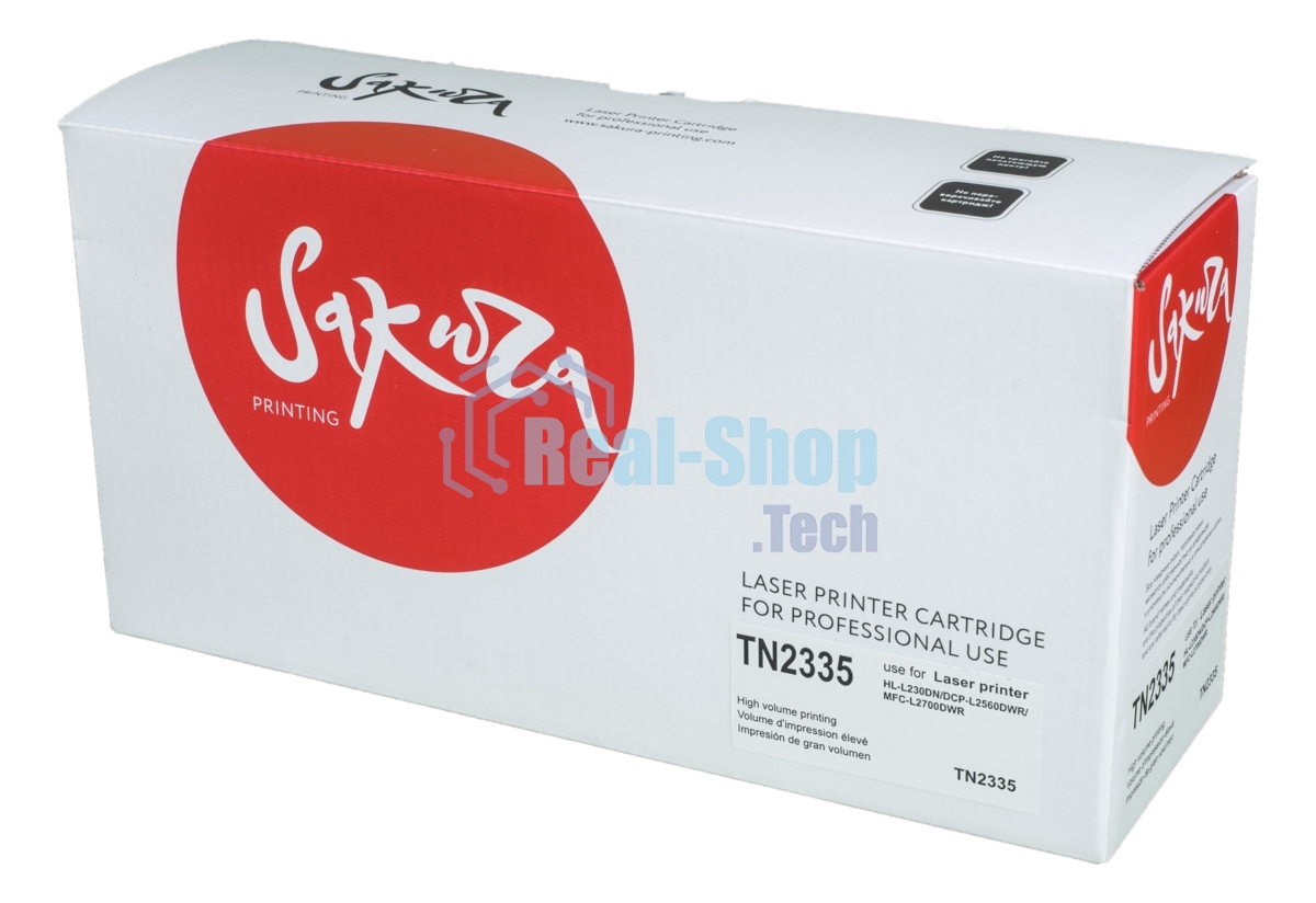 Картридж лазерный Sakura TN2335 для Brother HL-L2300DR, HL-L2340DWR, HL-L2360DNR, HL-L2365DWR, DCP-L2500DR, DCP-L2520DWR, DCP-L2540DNR, DCP-L2560DWR, MFC-L2700DWR, MFC-L2720DWR, MFC-L2740DWR, черный, 1200 к