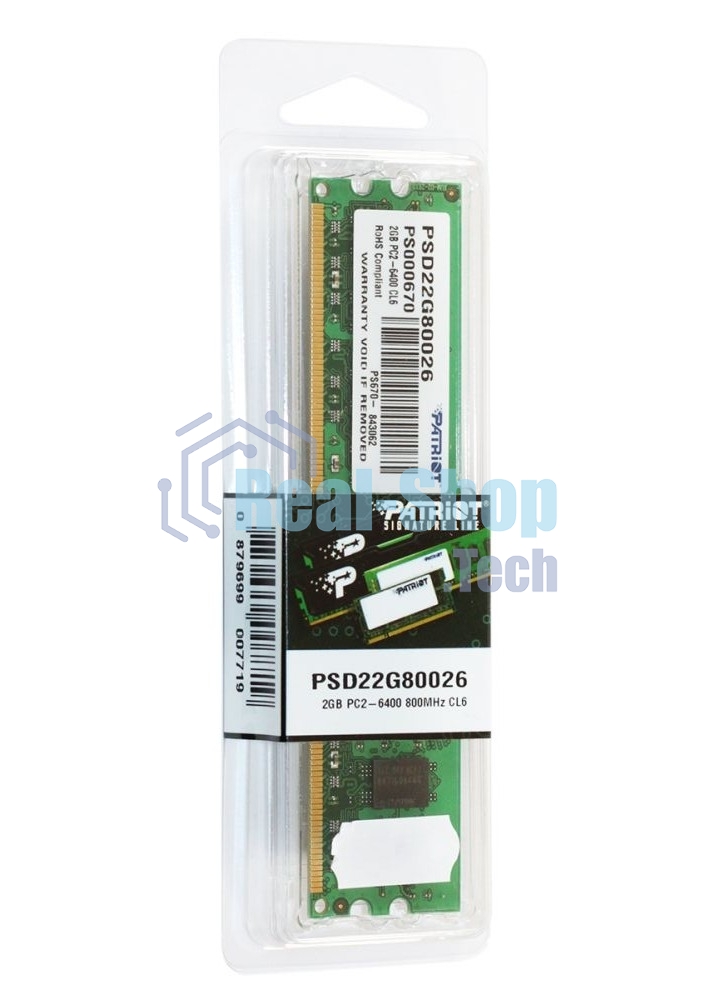 Оперативная память Patriot, DDR2, 2GB (1x2 GB), 800 MHz, CL6, DIMM