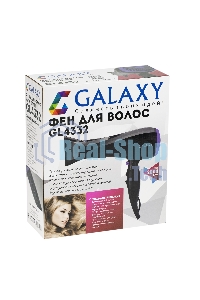 Фен для волос Galaxy Line GL 4332, черный, 2000 Вт, 2 скорости потока воздуха, 3 температурных режима, функция 