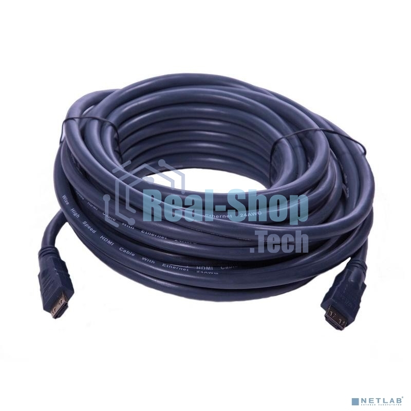 Кабель HDMI CP-HM-HM-10M Wize, 10 м, v.2.0, K-Lock, soft cable, 19M/19M, позол.разъемы, экран, темно-серый, пакет