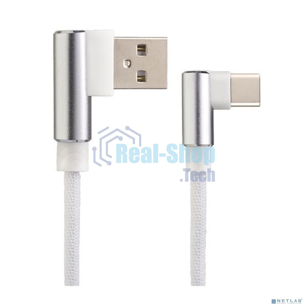 Кабель PERFEO USB2.0 A вилка - USB Type-C вилка,угловой, белый, 1 м, бокс (U4905)