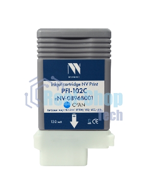 Картридж струйный NVPrint PFI-102С (NV-0896B001) Cyan для Canon ImagePROGRAF iPF500/510/600/610 (130 мл) совместимый