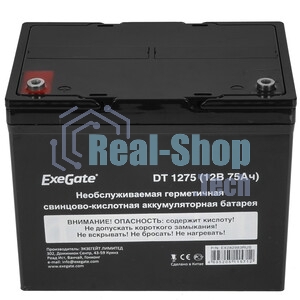 Аккумуляторная батарея ExeGate DT 1275 (12V 75Ah, под болт М6)