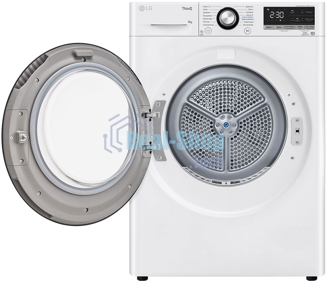 Сушильная машина LG DC90V3V6W белый, 9 кг, сушка - тепловой насос, программ - 14, 60 x 85 x 66 см