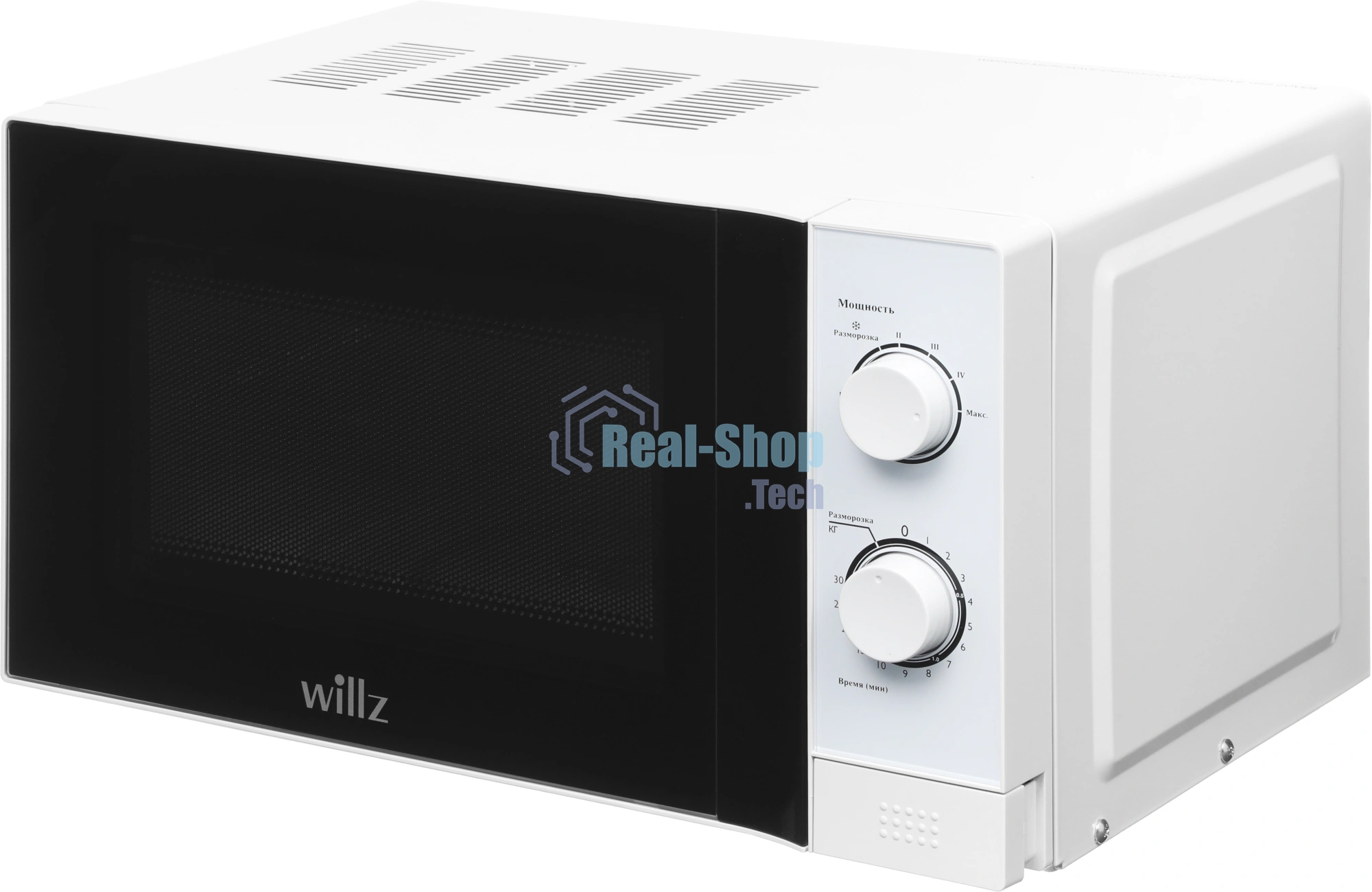 Микроволновая печь WILLZ MOS-2009MW белый, 20 л, 700 Вт, переключатели - поворотный механизм