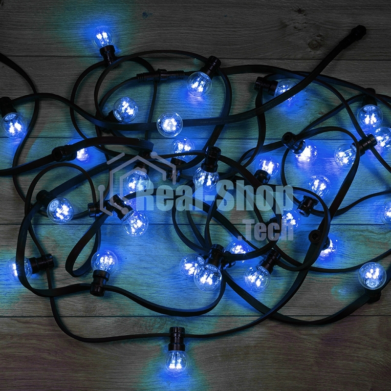 Гирлянда Neon-night LED Galaxy Bulb String 10м, черный каучук, 30 лампx6 LED синий, влагостойкая IP65