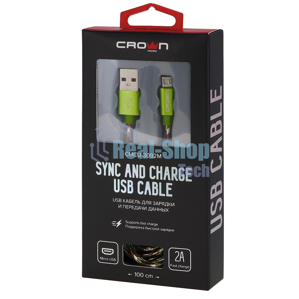 Кабель Crown USB - microUSB CMCU-3092M military