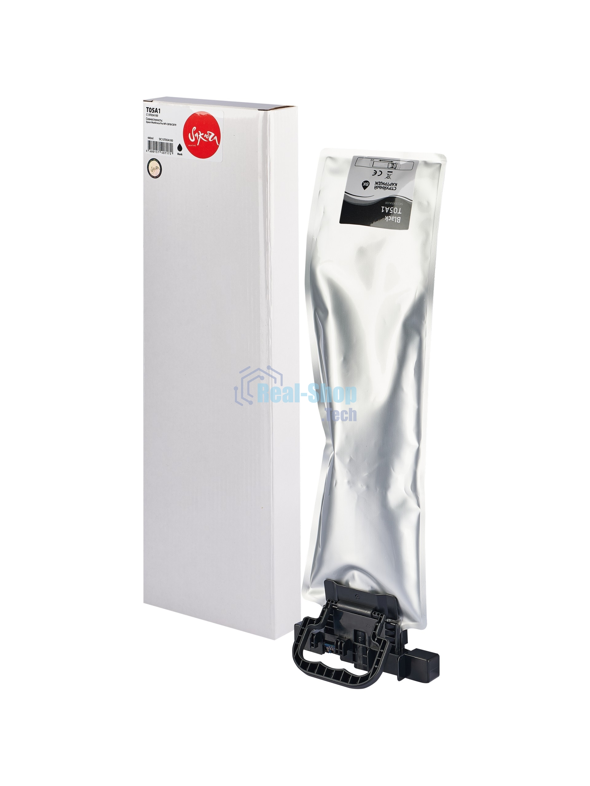 Контейнер с чернилами Sakura C13T05A100 (T05A1 BK) для Epson, черный, 20000 к., 440 мл.
