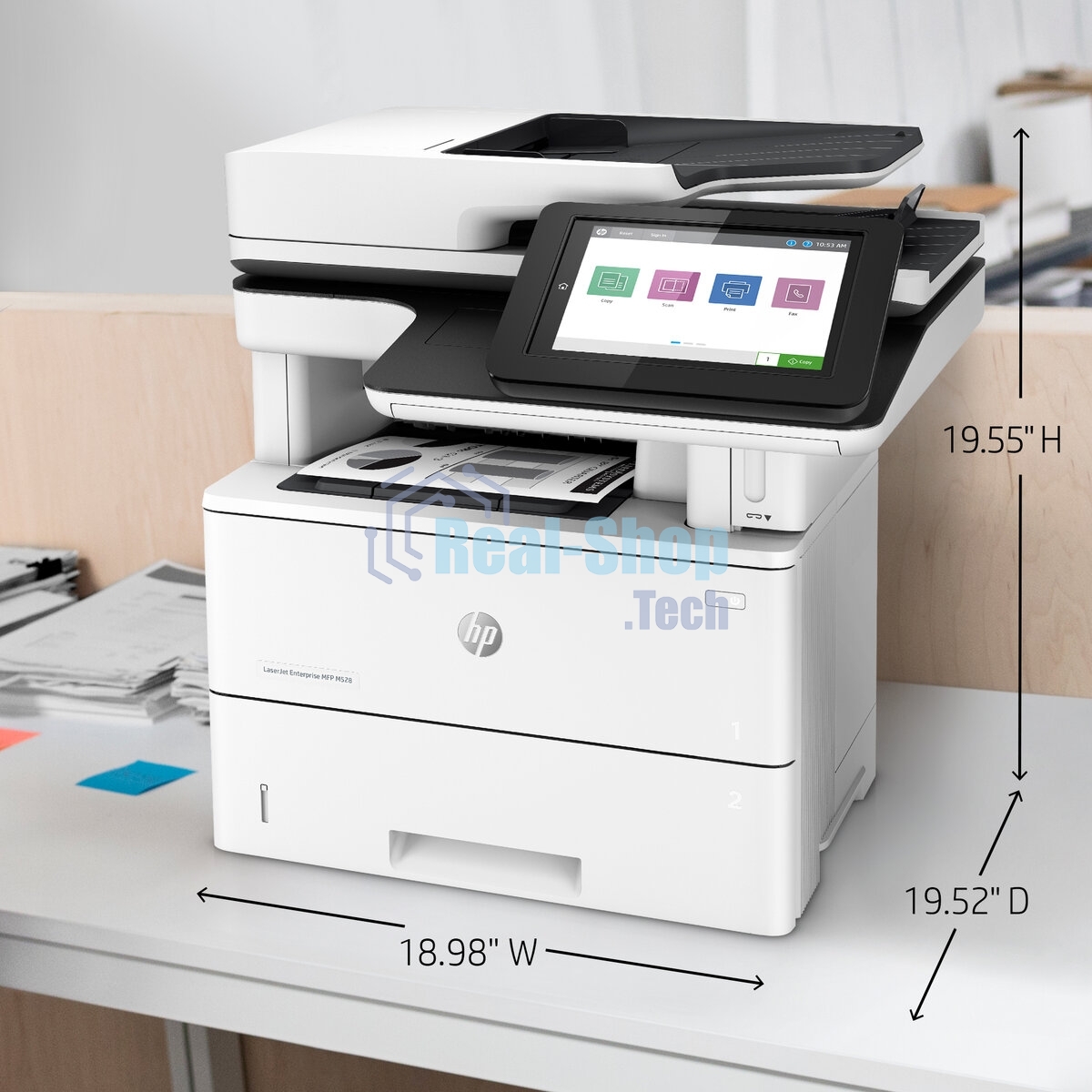 МФУ лазерное HP LaserJet Enterprise M528dn (1PV64A #B19), A4, ч/б, печ. до 43 стр/мин., скан. до 43 стр/мин. (ч/б) 38 стр/мин. (цвет), 1200 x 1200 dpi (печать) 600x600dpi (сканер), USB, RJ-45, Air Print, Mopria