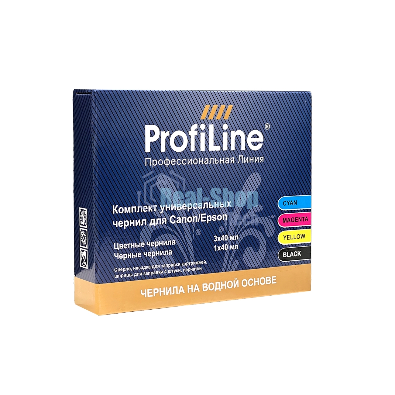 Комплект ун-ных чернил для принтеров Canon/Epson, Black/Cyan/Magenta/Yellow 4x40 мл водн ProfiLine