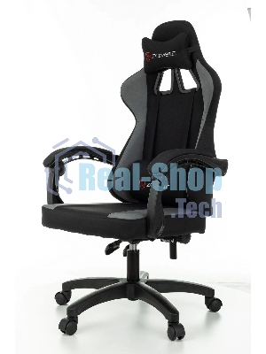 Кресло Zombie Rudger черный/серый, экокожа, 120 кг, механизм качания