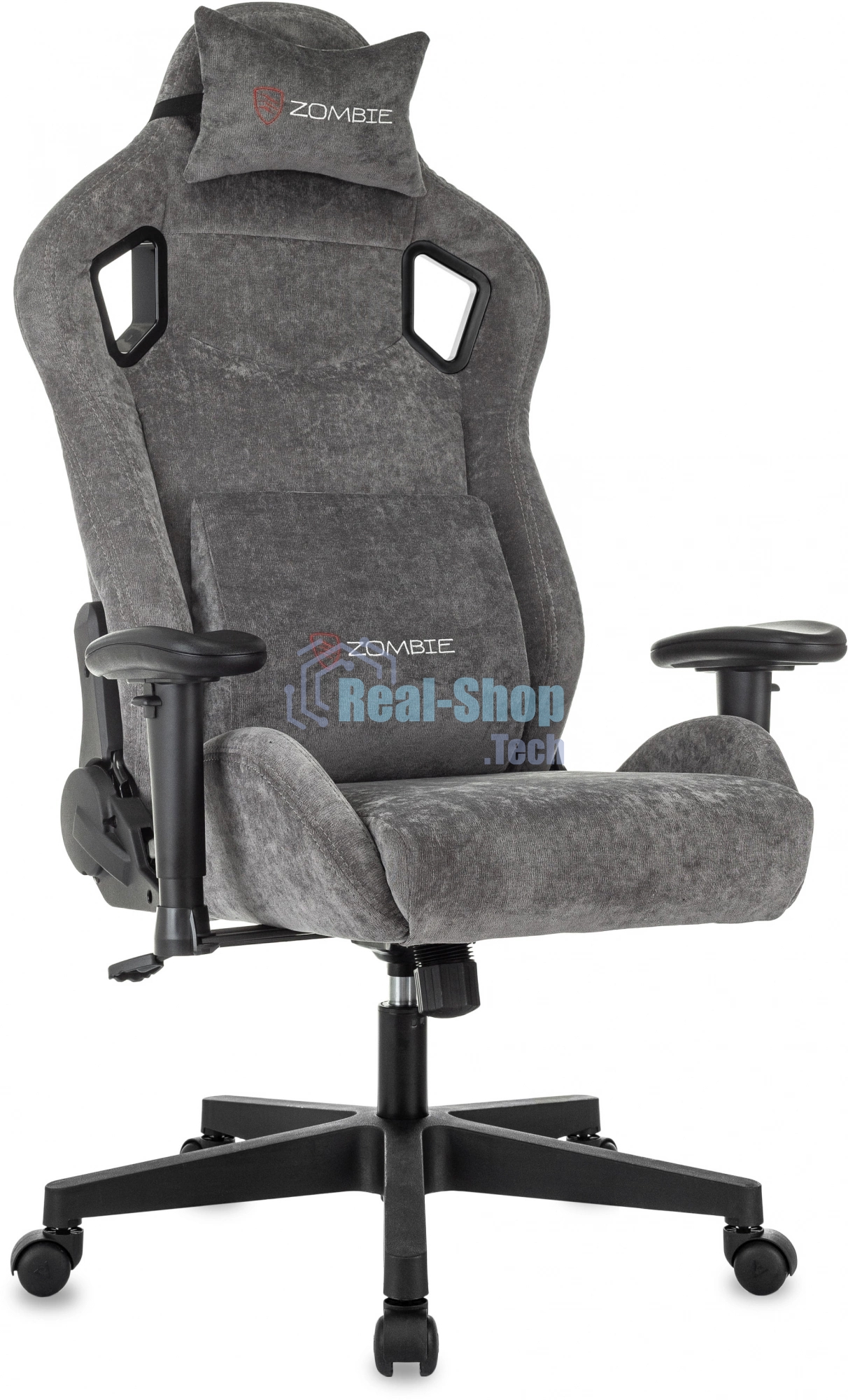 Кресло игровое Zombie Ghost Fabric серый Light-19 крестов. пластик