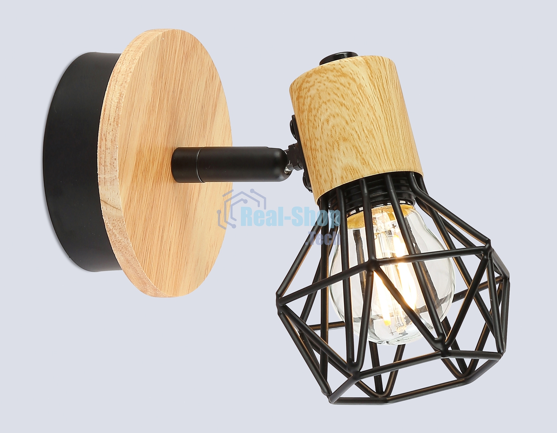 Светильник Ambrella light TR8751 BK/WD черный/дерево IP20 E27 D115*175