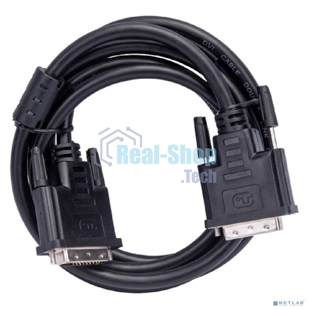 Кабель DVI-D dual link Cablexpert CC-DVI2L-BK-6, 25M/25M, 1.8м, CCS, черный, экран, феррит.кольца, пакет