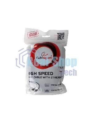 Кабель Cablexpert HDMI CC-HDMI4-7.5M, 19M/19M, v2.0, медь, позол.разъемы, экран, 7.5м, черный, пакет