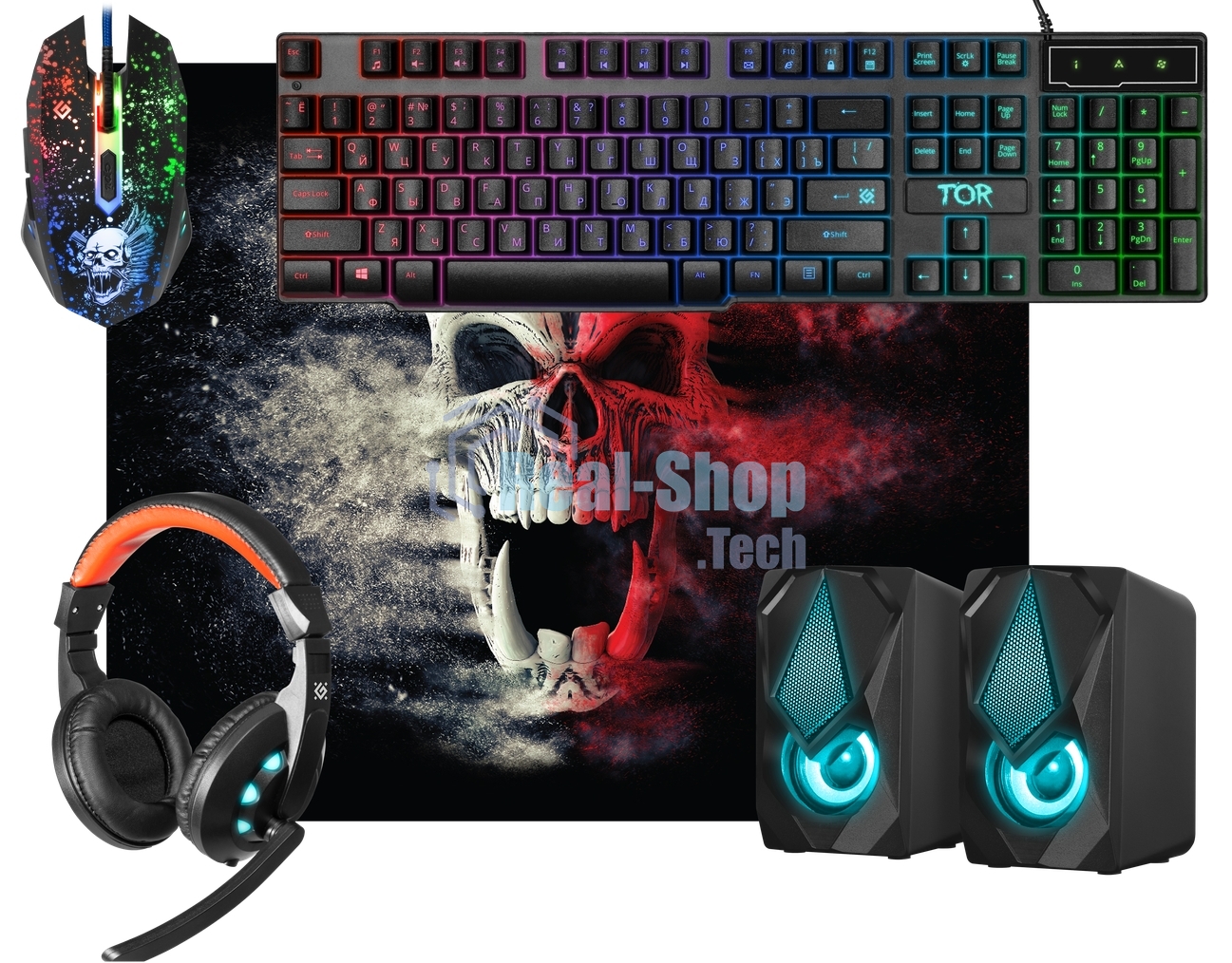 Комплект клавиатура+мышь Defender Tor MHP-127 проводной, USB, 3200 DPI, чёрный