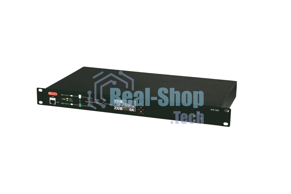 Автоматический ввод резерва ELEMY RACK ATS, 1U, 220В, 32А, OLED, Ethernet, in (2) IEC309, out (2) C19 (9) C13