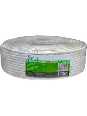 Кабель коаксиальный RG-6 CCS 1.02 (21проц.)/FPE/Al-Pet-Al Foil Unbonded/Al 64х0.12/PVC RW белый (уп.100м) Net.On 109L