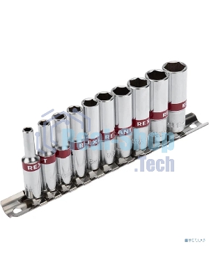 Набор удлиненных торцевых головок Rexant 1/4, шестигранные, CrV, 10 шт., 4-13 мм