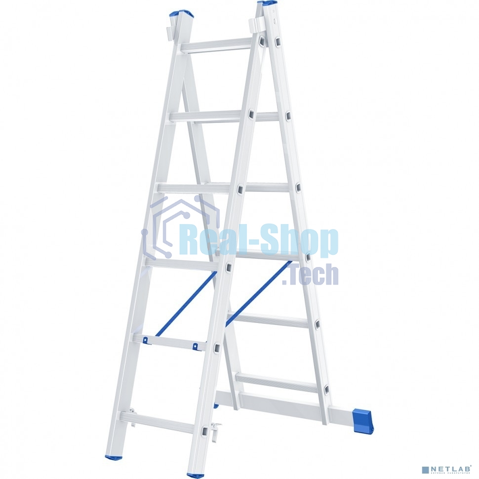 Лестница Сибртех, 2 х 6 ступеней, алюминиевая, двухсекционная