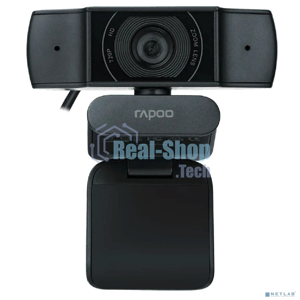 Веб-Камера Rapoo C200, USB 2.0, 1280x720/640x480, 2.0Mpx, Микрофон, Крепление: зажим, Черный