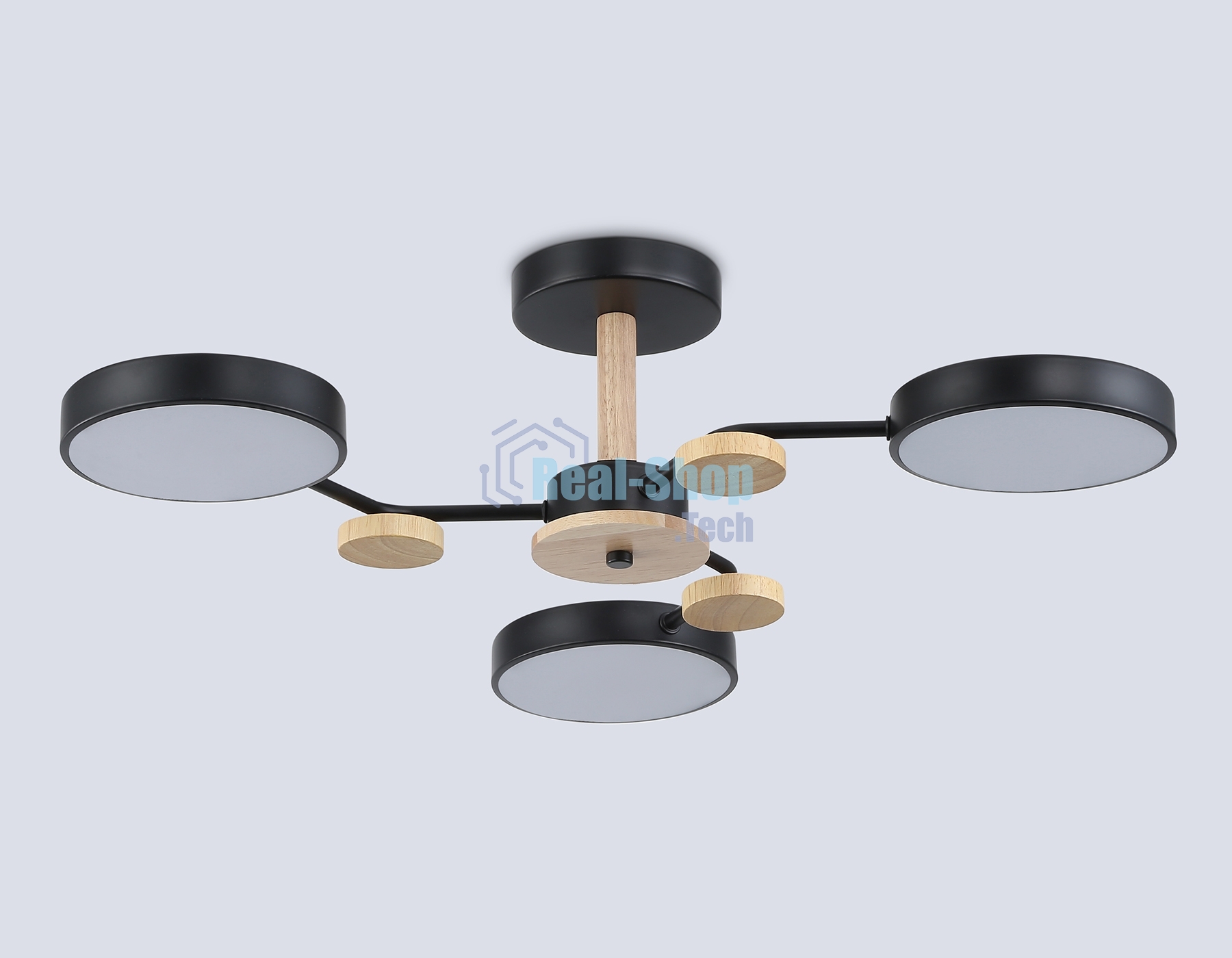 Светильник Ambrella light FL4857/3 BK/WD черный/дерево 54W 3000-6000K D660*170 (без ПДУ)