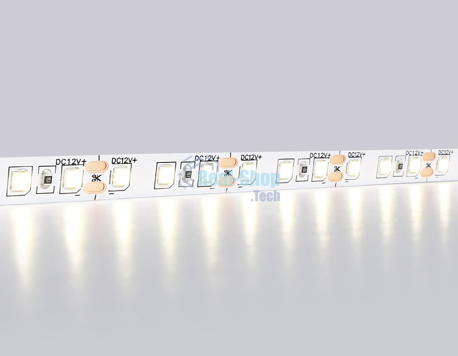 Светодиодная лента GS1102 2835 120Led/ 9.6W m/ 12V IP20 4500K/ 5000*8*1.2mm (2 конт.)