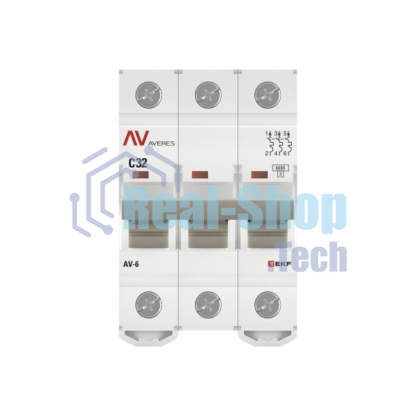 Выключатель автоматический трехполюсный AV-6 32А C 6кА AVERES mcb6-3-32C-av EKF