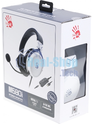 Наушники с микрофоном A4Tech Bloody M590i синий/белый 1м мониторные USB оголовье (M590I SPORTS NAVY)