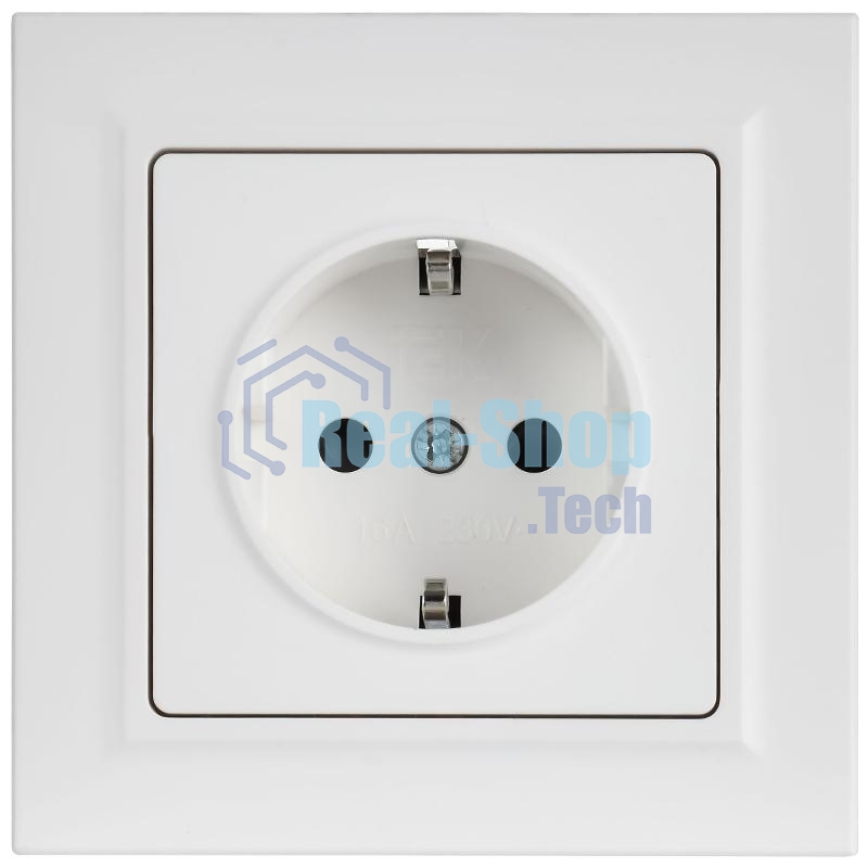 Розетка IEK BR-R14-16-K91-F BRITE РСР14-1-0-БрАБ 16А в сборе с заземл. защ. шторки арктич. бел.